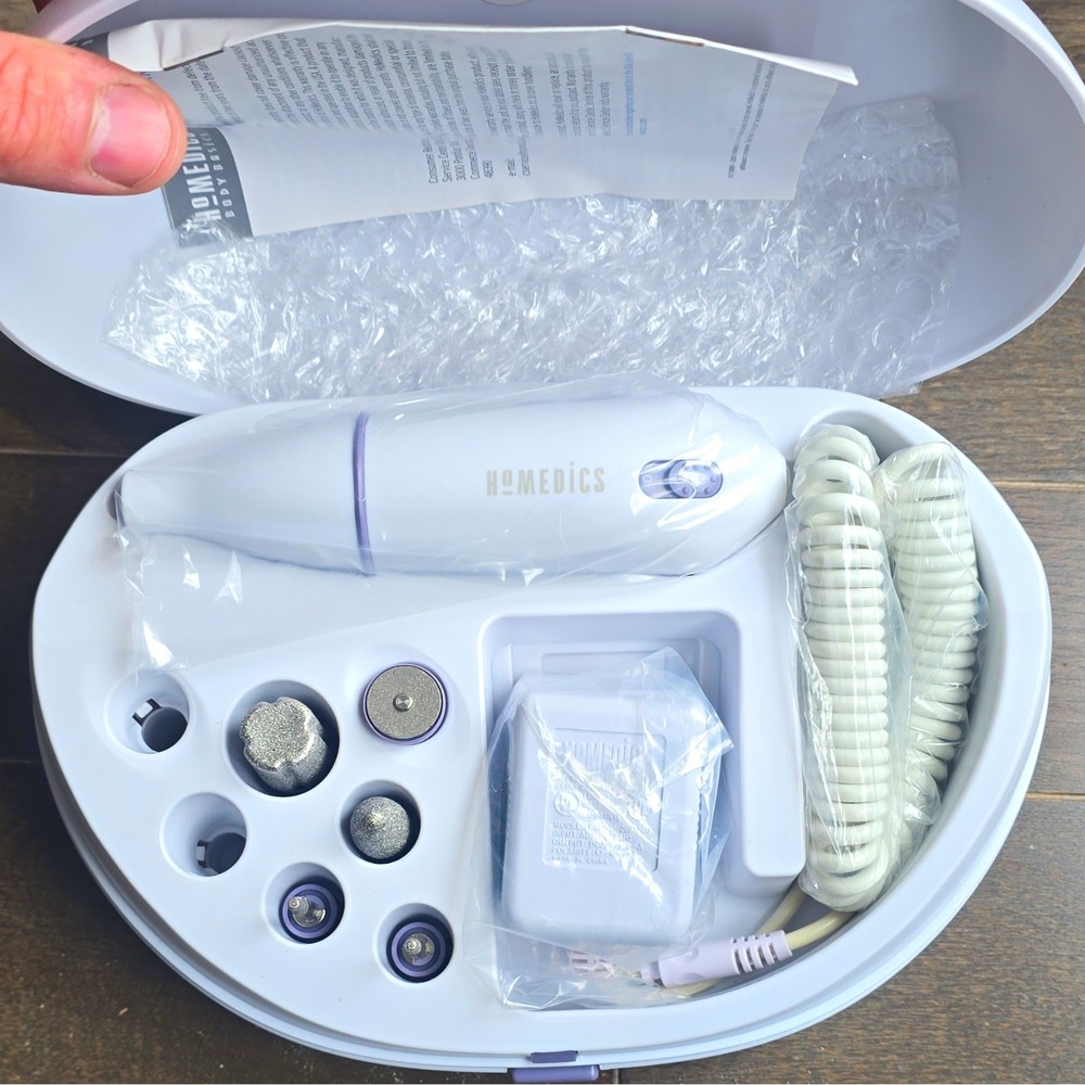 HoMedics Electric Corded Nail File & Drill Kit w/ Case, Bits, Adapter White